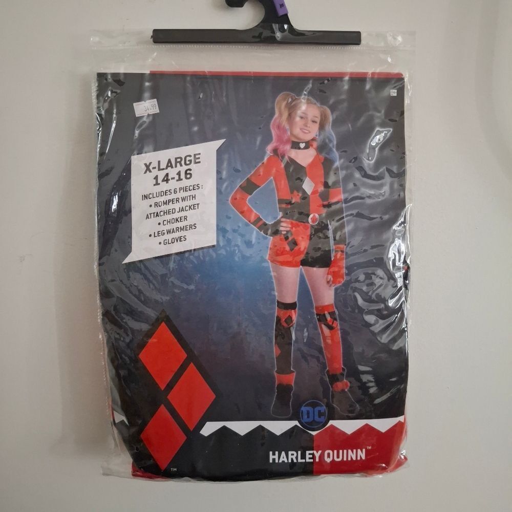 DC Harley Quinn Halloween Costume Romper Cosplay Dress Up Girls NEW